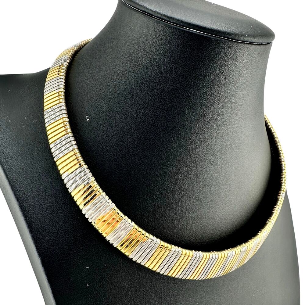 Vintage 1980s 1990s Act II Two Tone Egyptian Revival Omega Chain 17" Necklace